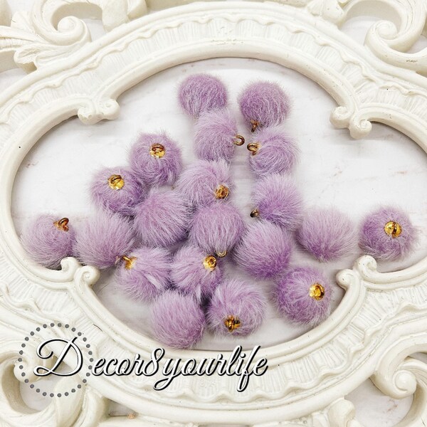 Lavender Faux Fur Charms - 5 Pack for DIY Jewelry, Scrapbooking, Beaded Pens, Key chains, Chunky Charms | Craft Supplies