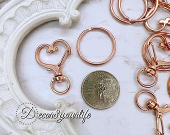 Rose Gold Heart Rotary Clasp & Key Ring Set: Craft Supplies