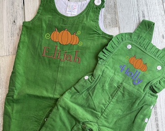 CLASSIC Green Corduroy Longall - Classic Boy version - Baby shower Gift - Christmas Outfit - Personalized