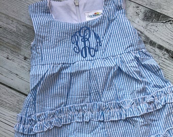 Monogrammed Seersucker Sundress - Monogrammed Easter Sundress - Beach Dress