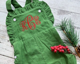 Personalized Ruffle Corduroy Overalls