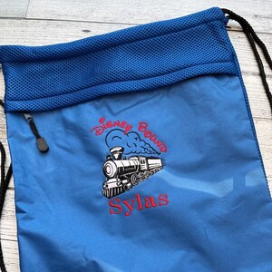 Personalized Cinch backpack with MESH Backing and zippered front pocket