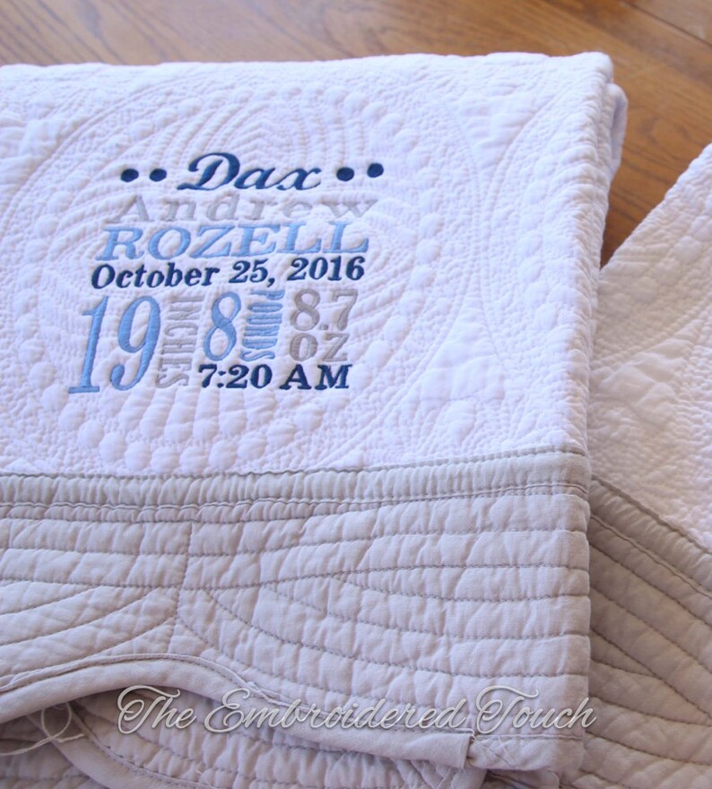 Birth Announcement Heirloom Quilt Subway Art Baby Birth Etsy
