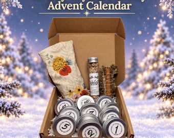 12 Day Crystal Jewelry Advent Calendar, Handmade Christmas Holiday Countdown Gift Box