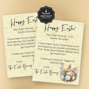Carta de coelhinho da Páscoa neutra / Carta de Páscoa para menino ou menina / Nota de coelhinho da Páscoa / Carta de coelhinho da Páscoa infantil para impressão / Nota de caça ao ovo de Páscoa