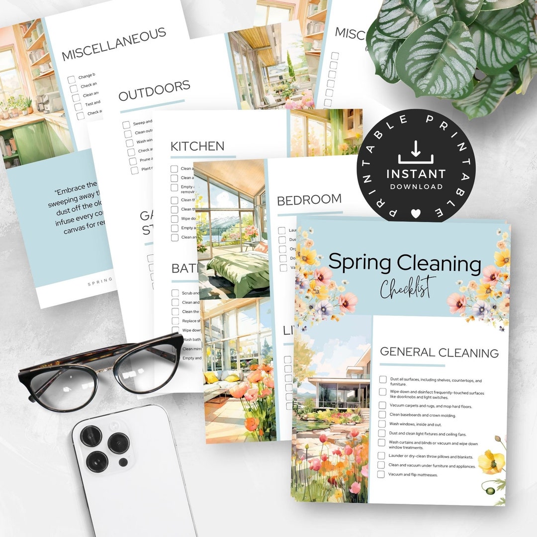 Spring Cleaning Checklist Template, Cleaning Checklist by Room, Spring ...