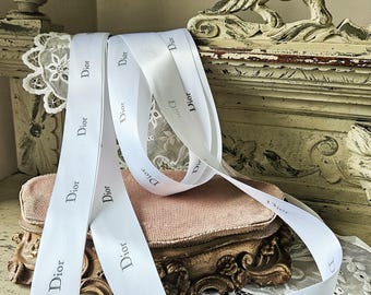 3.04 Mtrs of Vintage French DIOR Brand Embossed White Satin  display picture 1