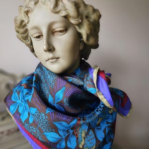 Stunning Striking Vibrant Vintage French Daniel Hechter-Paris, Italian Silk Scarf / Foulard featuring Astounding Colour & Paradise Birds ...