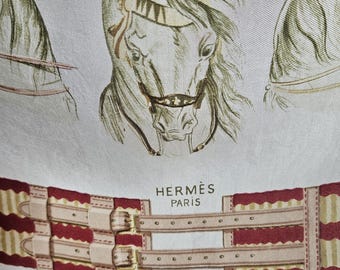 Foulard Carré Hermès 'Panache & Fantaisie' 100% Soie - Vintage - Occasion
