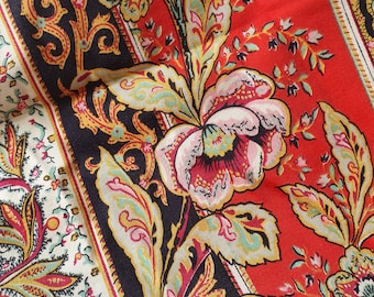 Superbe tissu vintage en coton chintz émaillé à rayures florales vintage - beau textile chic et minable pour les projets .....