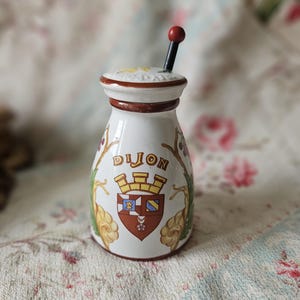 RARE Antique French DIJON Grey Poupon Mustard Pot-Collectable Hand-decorated Moutard Pot-Versatile Cuisine Jar / Pot-c.1930&#39;s-Just Fabulous!