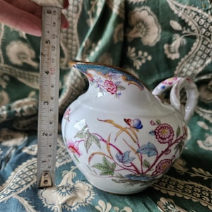 Rare 19thC Antique French Sarreguemines Hand-decorated & Enamelled Minton-Style Green Porcelain LARGE Size Milk Jug / Creamer / Cruche