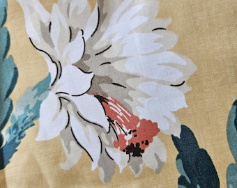 Auffallender Vintage Französicher DESERT FLOWER Glasierter Chintz Stoff / Textilrest c.1987-Einzigartiges Einzelstück-perfekt für Projekte