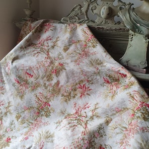 Impresionante y raro remanente de la antigua tela de algodón francesa Napoleón III Toile de Jouy, encantador textil escaso por excelencia francés imagen 3