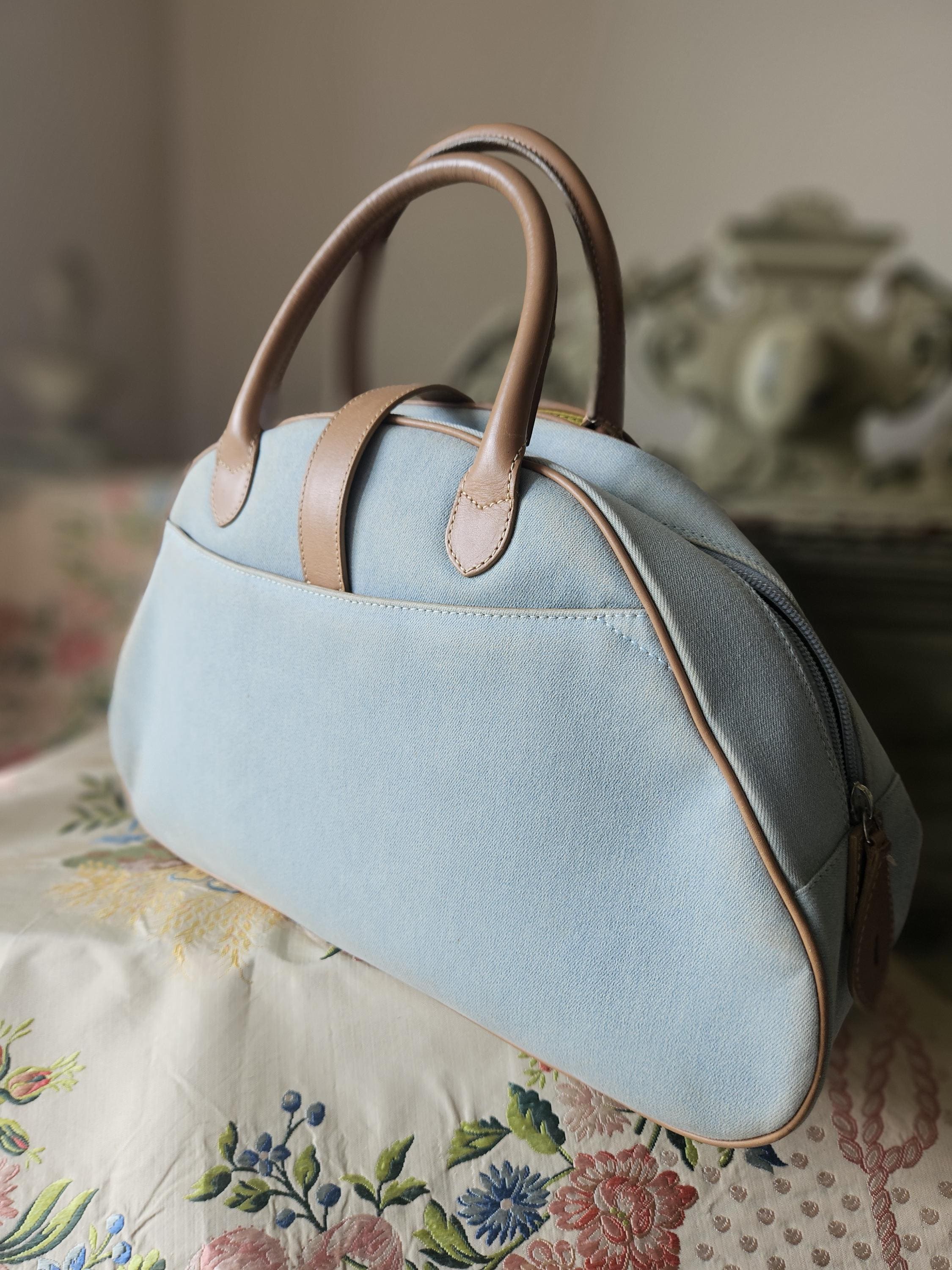 Authentic Christian Dior Paris Designer Signature Pale Blue Denim