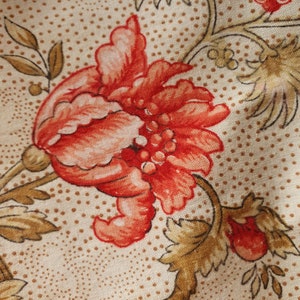 Ancien Coupon De Tissu Vintage Fleuri Français - Coton - Pour Ameublement Ou Couture