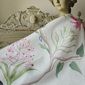 RESERVED DIANE* Unique Remnant of French-Found Vintage CLEMENTINE Cotton Linen Fabric by Arthur Sanderson & Sons-Papillons /Florals-Project