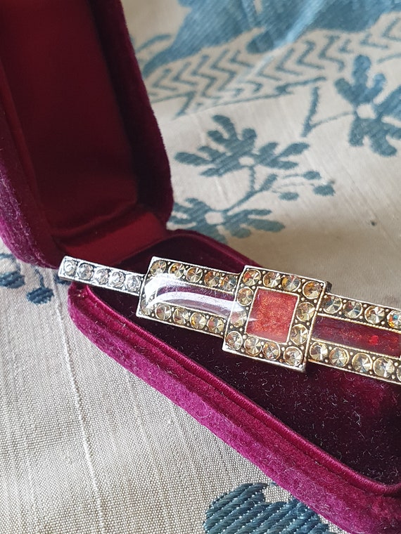 Stunning Antique French Shimmering Silver & Red O… - image 4