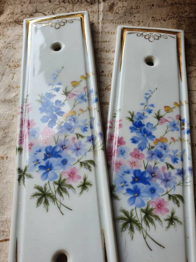 Incroyablement Joli Vintage Français Plaques Florales en Porcelaine de Limoges/Porte, Accents Parfai