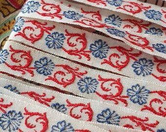 5.18 Mtrs de Vintage francés encontrado impresionante estrecho bordado envuelto redondo raro inglés CASH'S de COVENTRY Tarjeta de encaje-Diseño exquisito
