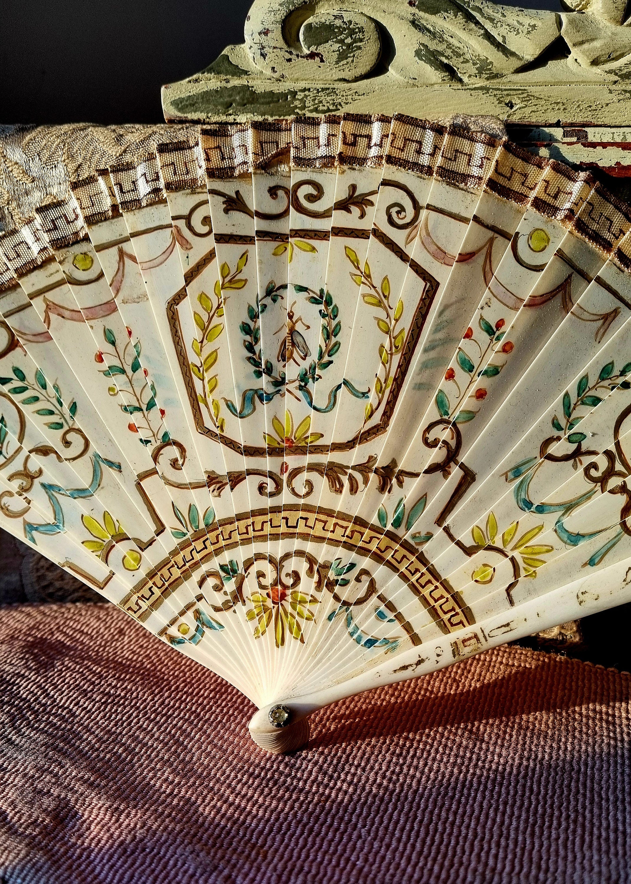 希少なアンティークフランス製ナポレオン3世皇帝手持ち扇子