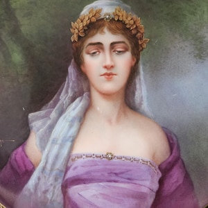 Extraordinary Antique French Ophelia-stylised Limoges Decorative Handpainted Porcelain Plate-signed by Illustrious Ceramic Artist J.Soustre