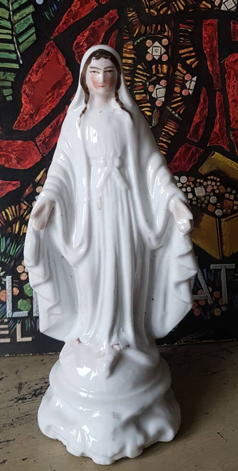 Beautiful Antique French Rare 19thC Religious Hand Decorated image 5