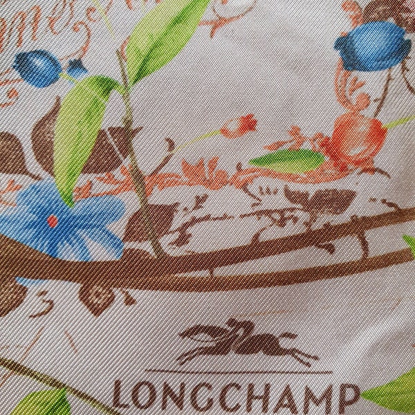 Stunning Vintage French LONGCHAMP Paris Collector's Silk Scarf / Escharpe / Foulard-Vintage Postcard Design & Les Fleurs Passent L'amitié...