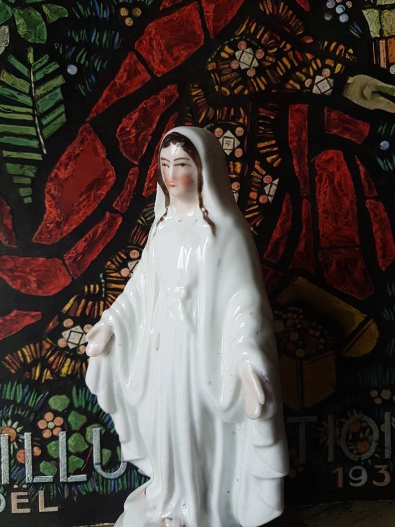 Beautiful Antique French Rare 19thC Religious Hand Decorated image 1