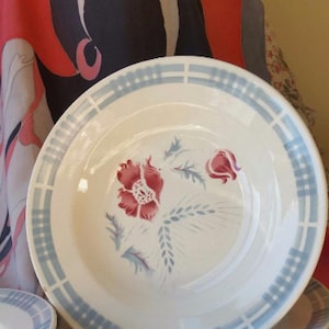 Quarteto de antiguidades francesas Art-Deco Digoin Sarreguemines CAROLL Massas / Pratos de sopa c.1930&#39;s-Cuisine Chic, French Kitchenalia, Fab Kitchenware