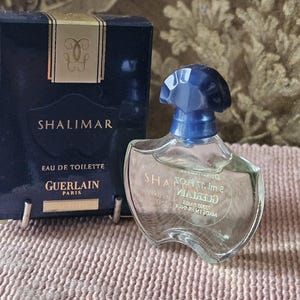 Prachtige vintage Franse Guerlain SHALIMAR Paris Eau de Toilette miniatuur parfumflesje-Originele verpakking-Prachtige fles en doos