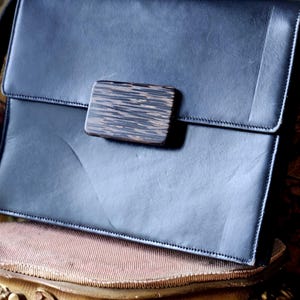Rare Vintage French YVES SAINT LAURENT African Collection Black Leather Shoulder Bag-with &#39;Wooden&#39; Clasp - Couture Fashion Accessory c.1967