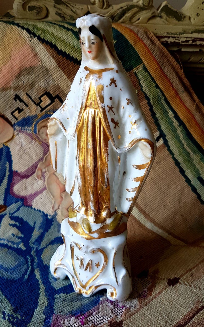 Stunning 19thC Antique French Religious Hand Decorated image 5