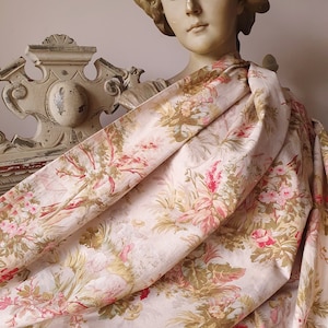 Impresionante y raro remanente de la antigua tela de algodón francesa Napoleón III Toile de Jouy, encantador textil escaso por excelencia francés imagen 5