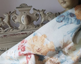 Impresionante y único remanente de tela de lino floral KELWAY vintage encontrado en Francia, excelente textil retro de la colección Monkwell 2001-Angleterre