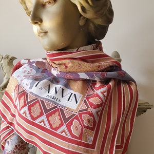 RARE Stunning Vintage Jeanne LANVIN Vintage Paris Signature Silk Scarf-Maharajah Jungle Camp Themed Design & Colour-Superb Collectable Piece