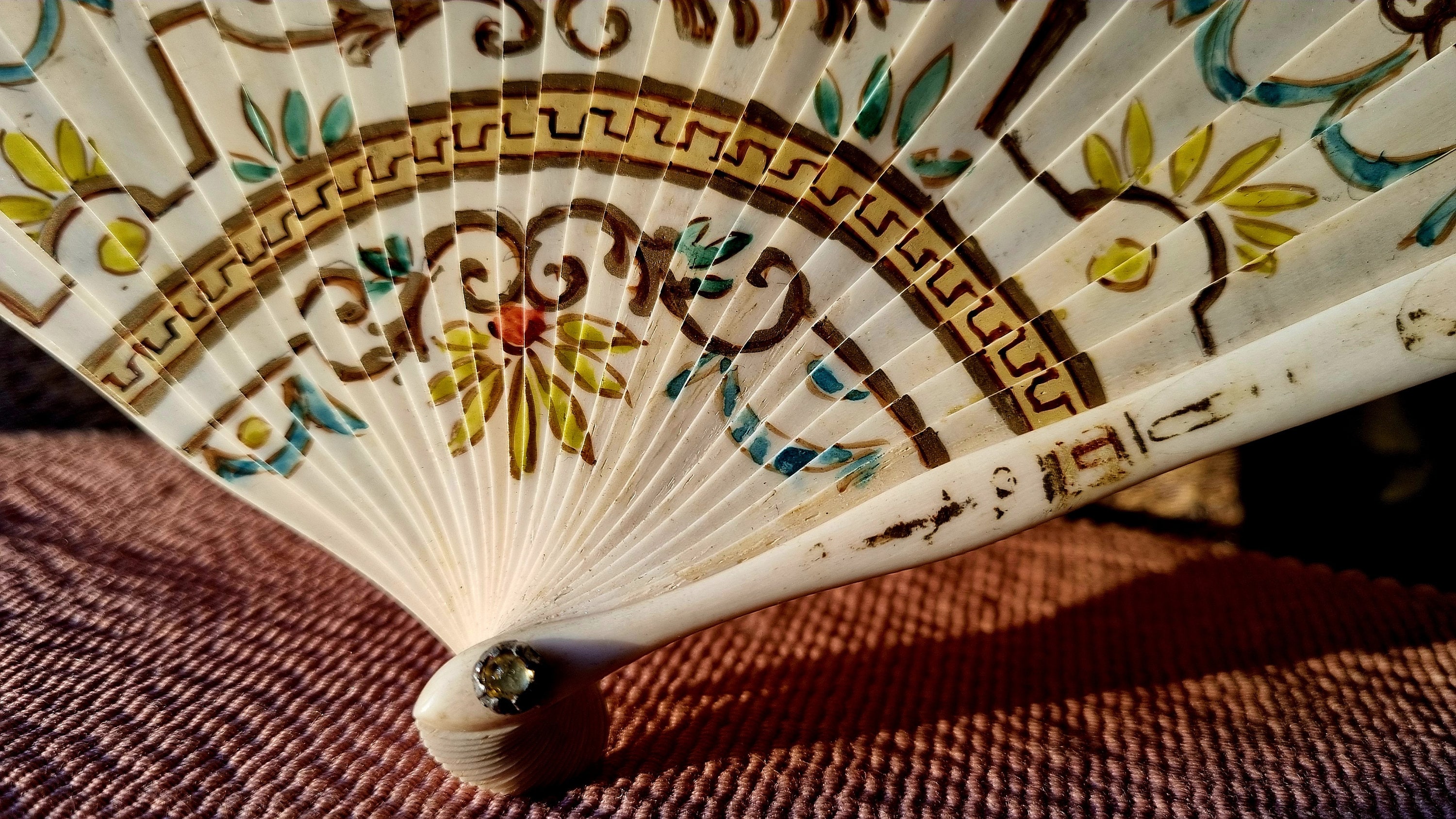 希少なアンティークフランス製ナポレオン3世皇帝手持ち扇子