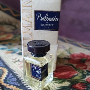 Exquisito perfume vintage francés BALMAIN de BALMAIN Pierre Balmain Paris, miniatura coleccionable de 4 ml, empaque interior blanco original