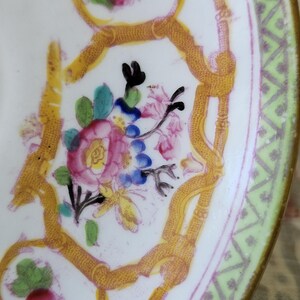 Prachtige zeldzame antieke Franse groen geëmailleerde mintkleurige porseleinen kast koffiekop / tasse à café en schotel - Prachtig met de hand gedecoreerd ontwerp... afbeelding 9