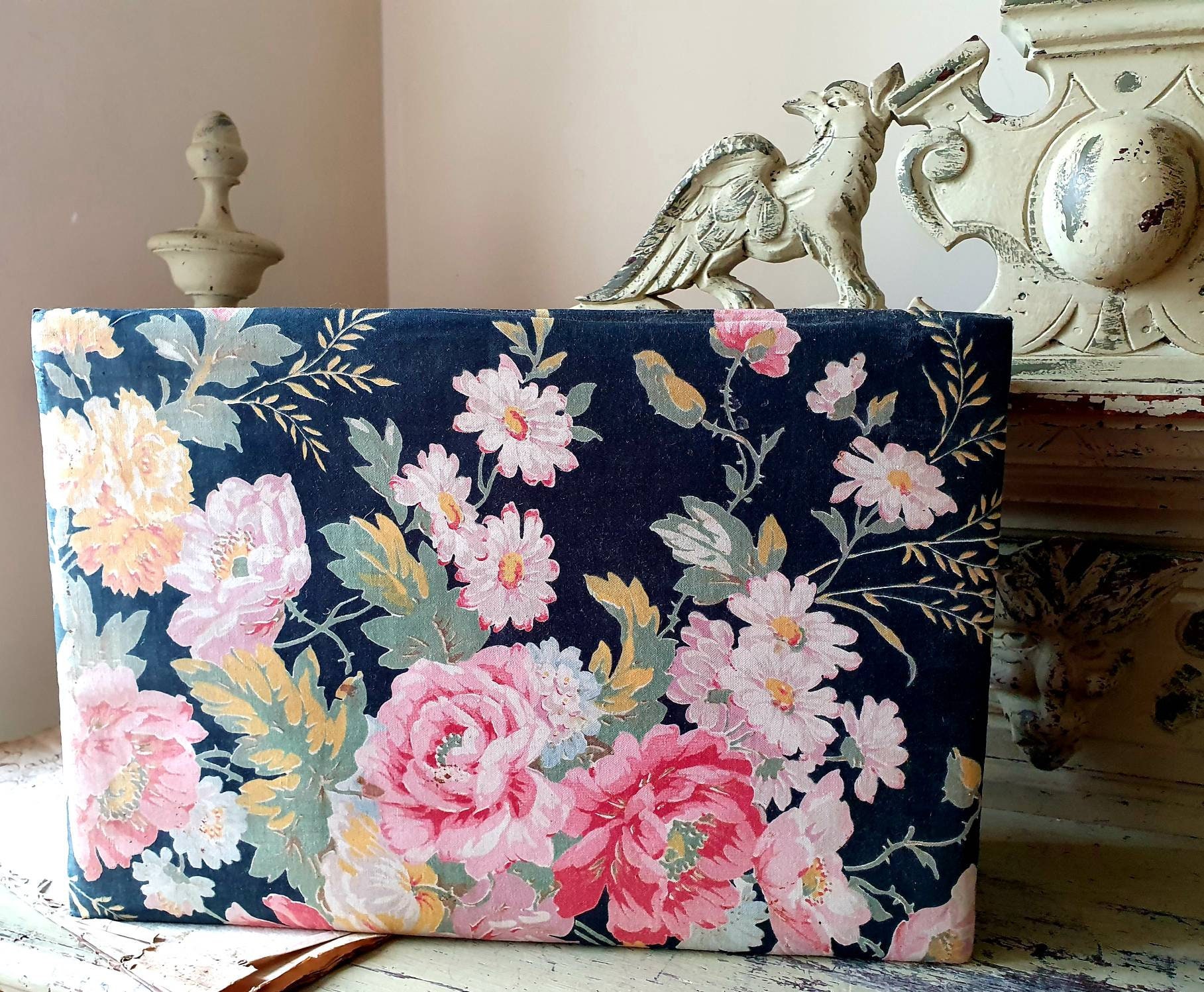 Superbes Français Antiques Art-Déco Paris Des Années 1930 Grand Magasin Floral Glacé Chintz Tissu Co