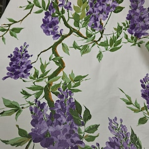Stunning Vintage French Romanex de Boussac Wisteria / Les Glycines Vibrant Lilac Floral Fabric Remnant-Rare Project Perfect Rare Textile....