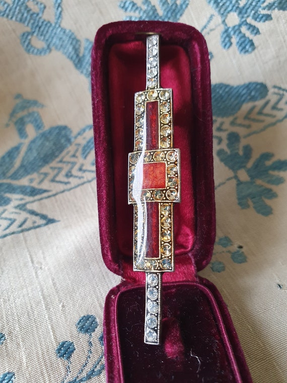 Stunning Antique French Shimmering Silver & Red O… - image 1