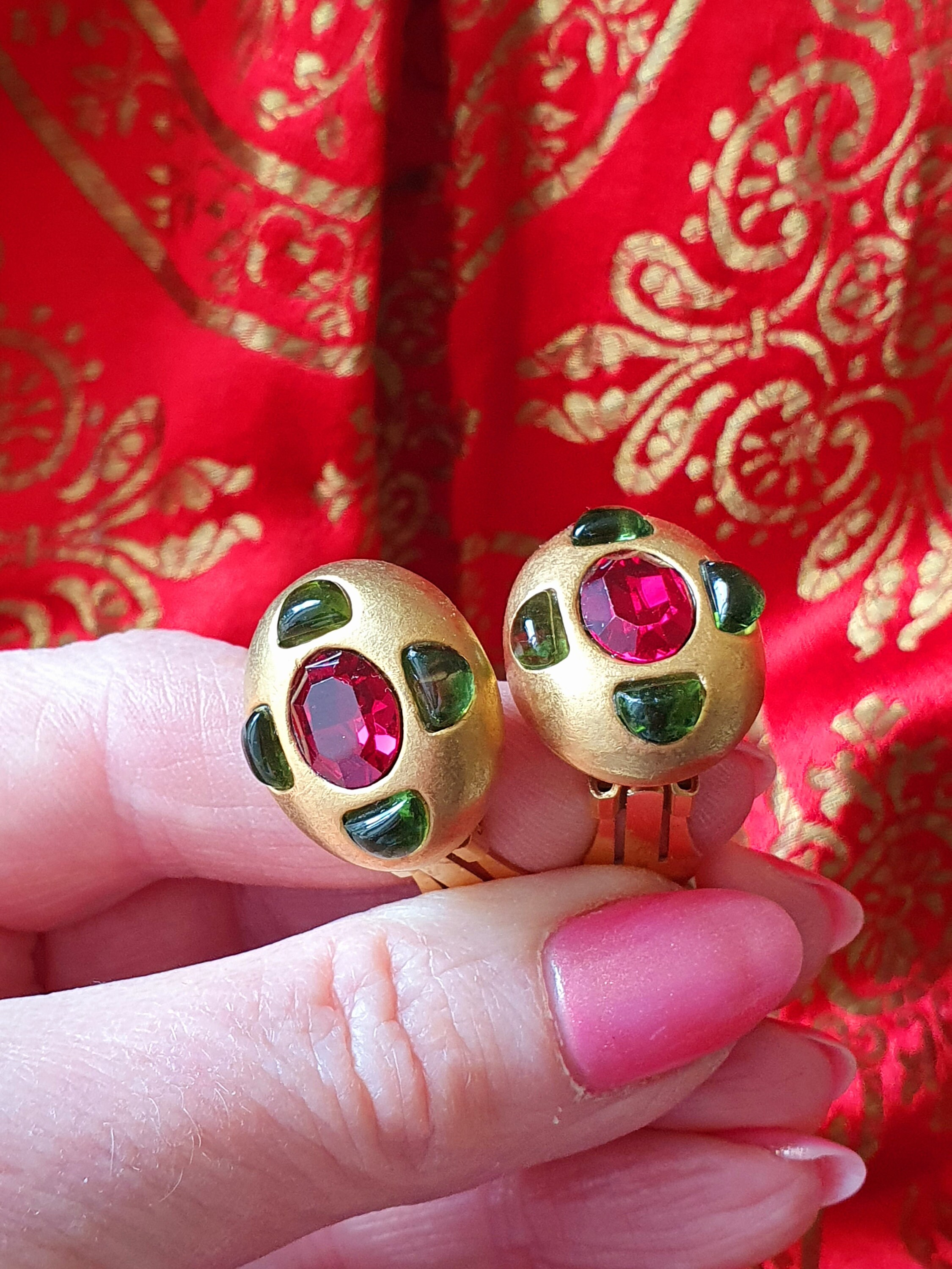 Boucles D'oreille Vintage AGATHA En Métal Doré - Occasion, Fermoir Clips, Bel état
