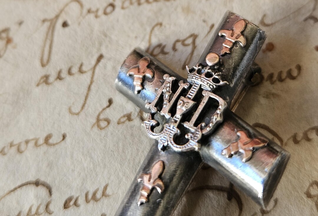 Pin Slanted Stunning Antique French Slanted-style Copper Fleur De Lis Silver ...