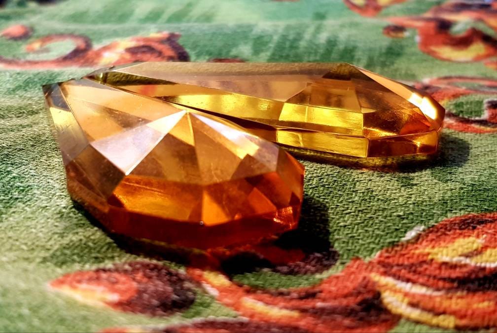 Superbe Paire d'antiquités Français Coffin en Forme de Dosceted Amber Murano Verre Chandelier Pampil