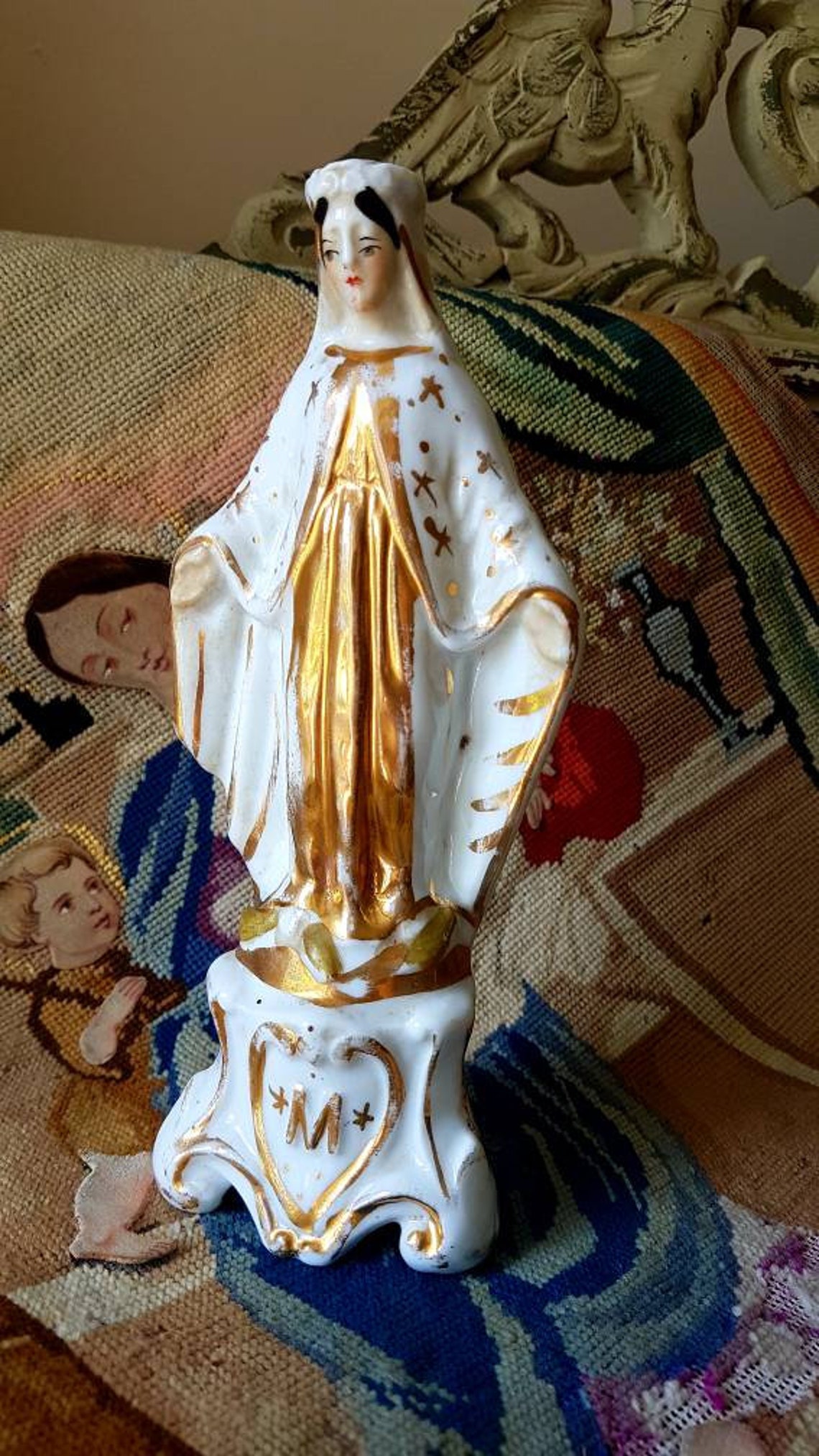 Stunning 19thC Antique French Religious Hand Decorated image 7