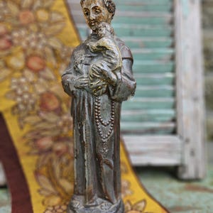 RARE Sublime 19thC Antique French Timeworn Religious Saint Anthony of Padua Legras Glass John Tavernier Paris Bonbons /  Sweeties Jar Statue