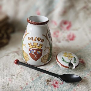 マスタードポット　ディジョン　DIJON フランスアンティーク RARE Antique French DIJON Grey Poupon Mustard Pot-collectable Hand