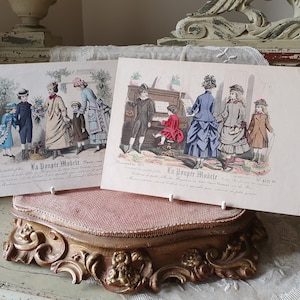 Impresionante y raro cuarteto del París francés antiguo del siglo XIX-'La Poupée Modèle'-(La Revue des Petites filles)-Impresiones suplementarias del Journal des Enfants.