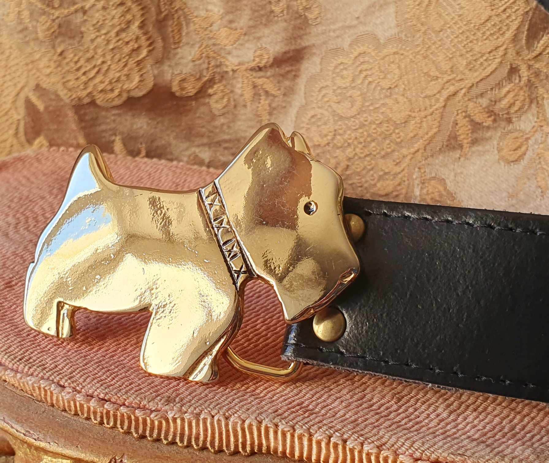 French Leather Vachetta Vintage Belt - France Croute De Cuir Vachette Vintage French Leather Belt Reptile  main image 2